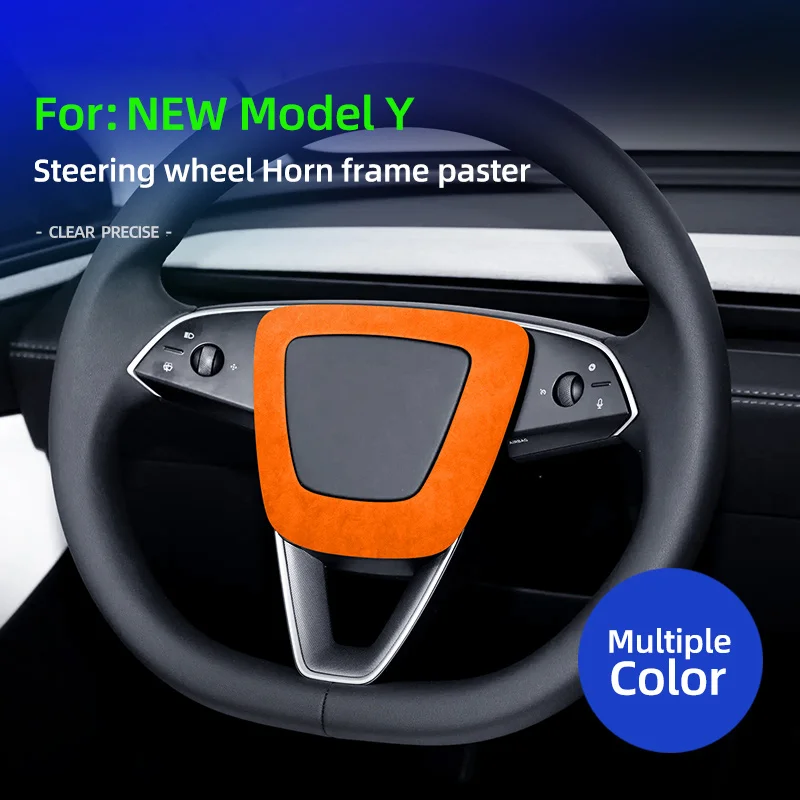 

For Tesla New Model Y Juniper 2025 Launch top Super Suede Steering Wheel Button Decal Sticker Car Interiors Accessories