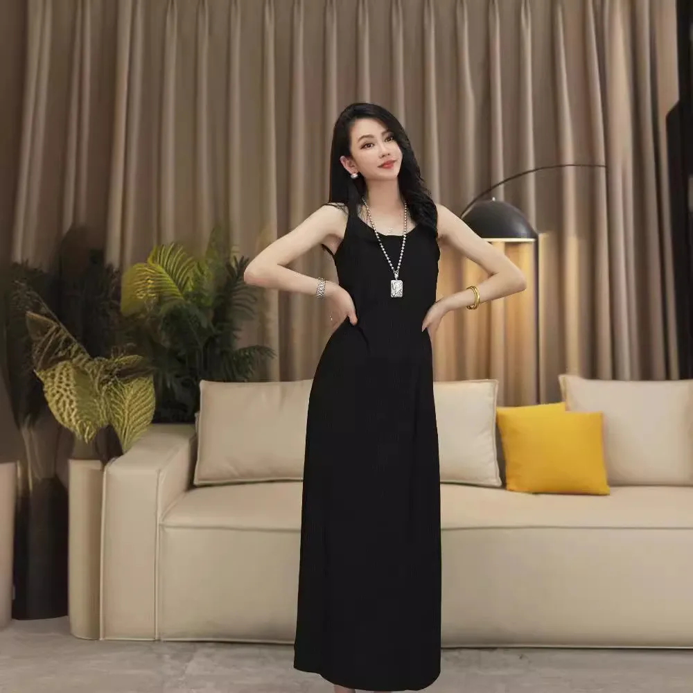 Verão ele simples saia grande balanço longo dr v-ne scela cintura alta a linha casual dr drapeado resistente a rugas