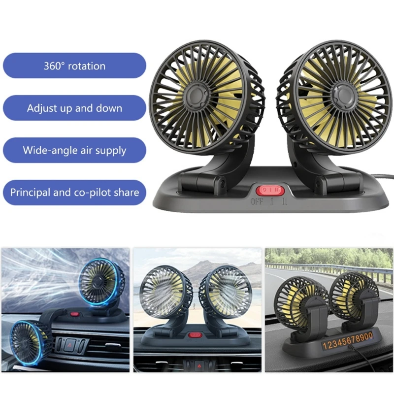 

5V 12V 24V Car Fan Cooling Car Fan Dual Head Usb Car Fan 2 Speeds Adjustable Auto Cooler Air Fan Car Accessories Wind Regulation