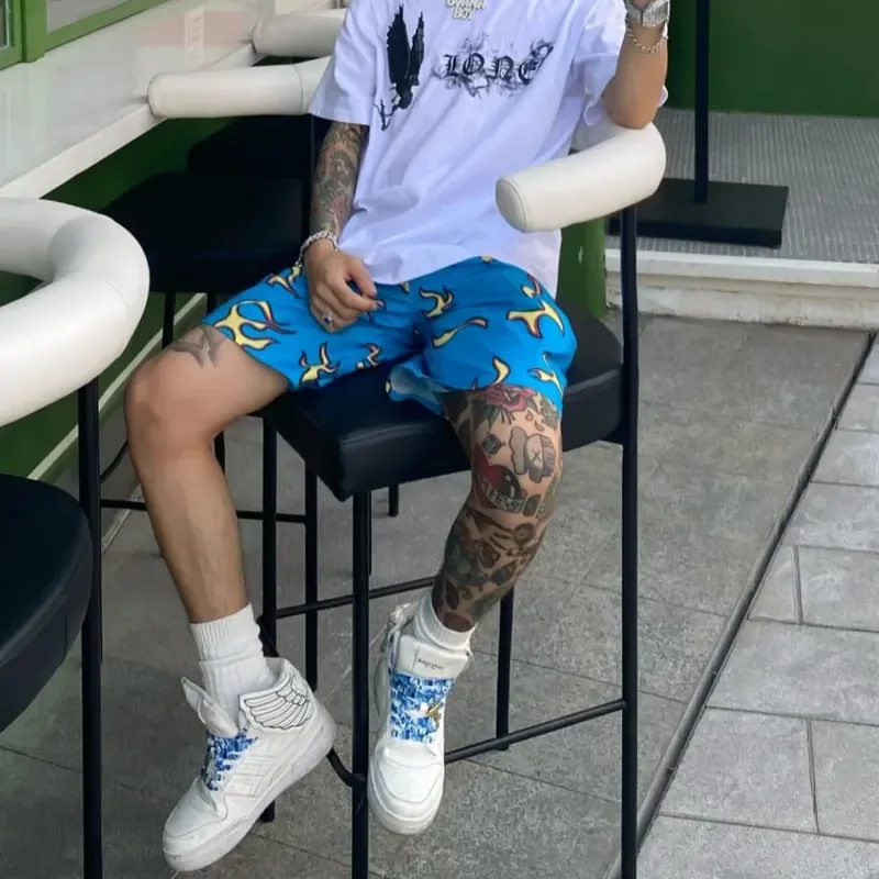 

2025 Summer Flame Casual Shorts Five-point Pants Beach Pants Outdoor Quick-drying and Downhill Motorcycle Versatile Men's Shorts