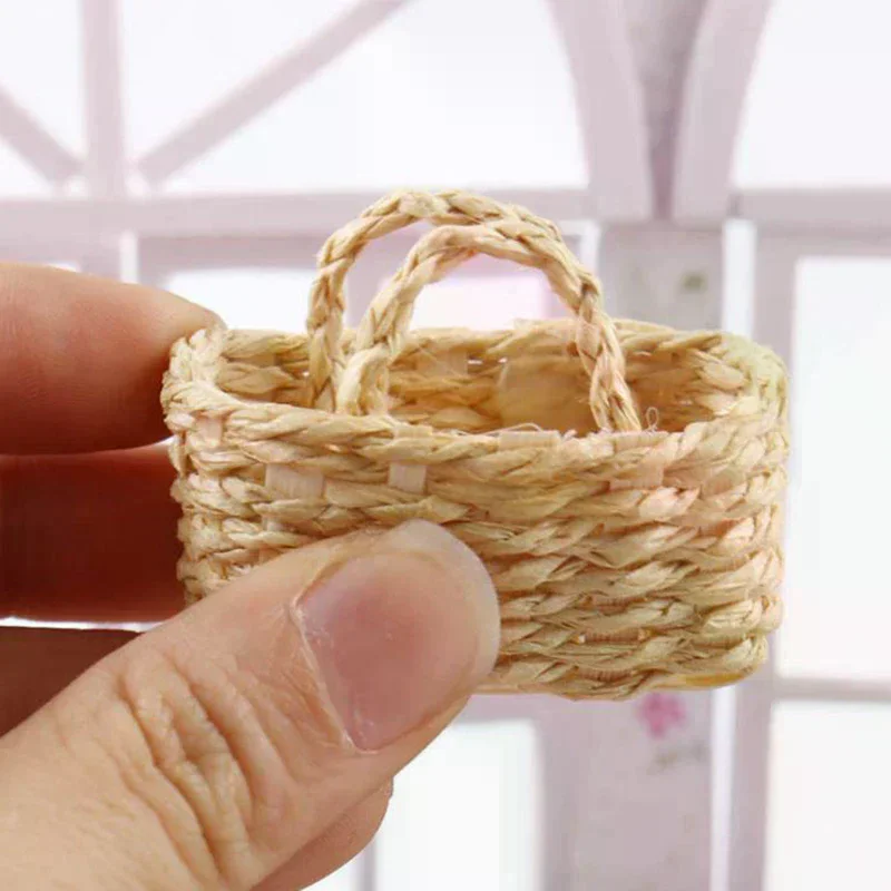 /Cna/1/12 Dollhouse Miniature Rattan Weave Vegetable Food Storage Basket For Kids Creative Play