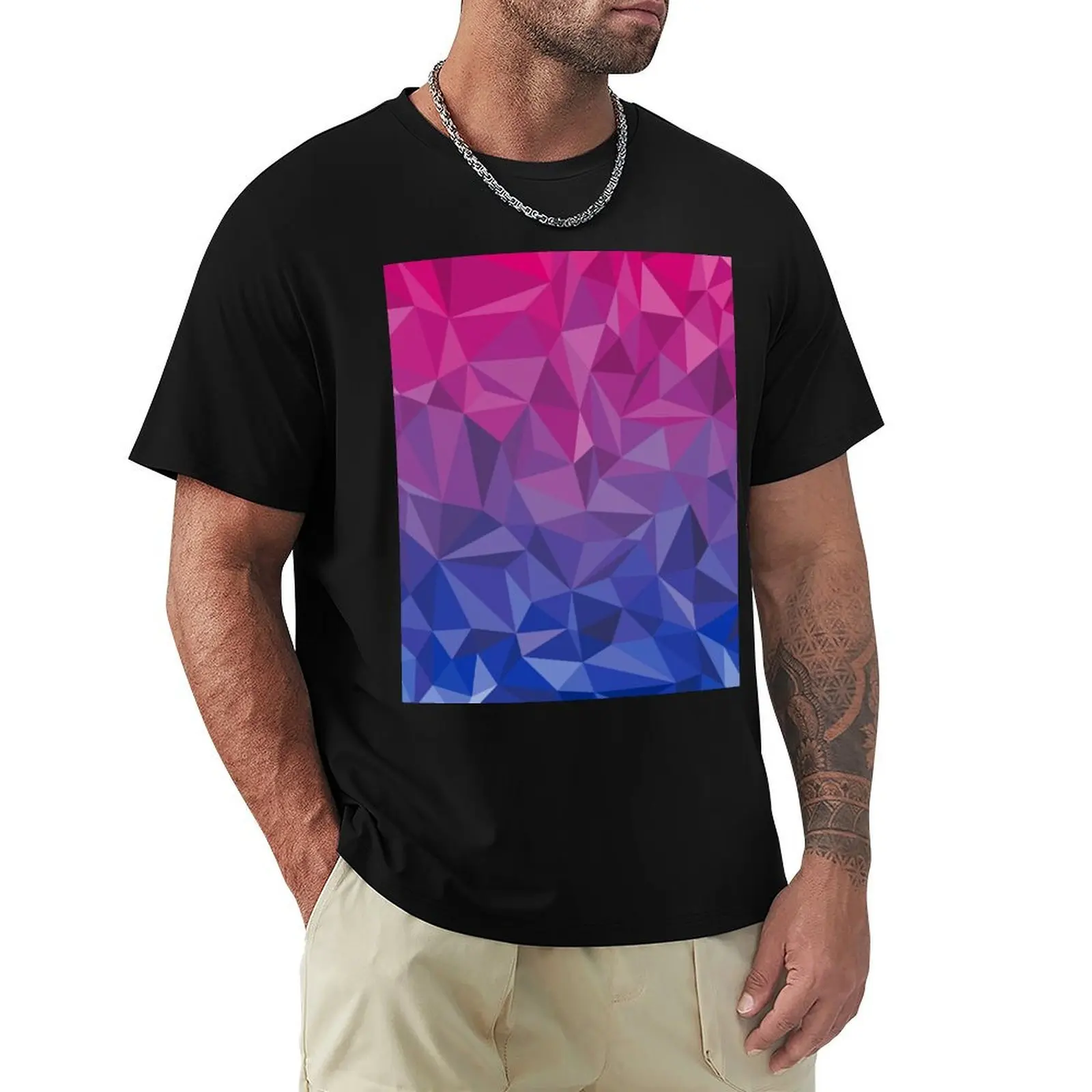 Geometric Bi Pride T-Shirt Plus Size Non-Shrink T-Shirt