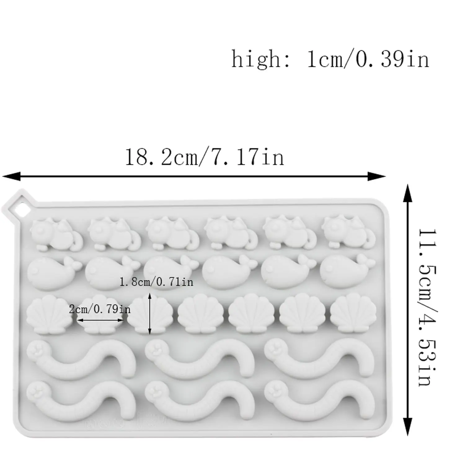 2pcs 25 Cavity Marine Theme Silicone Molds Whale Seahorse Shell Worm Candy Mold For Candy Chocolate ﻿ view 6