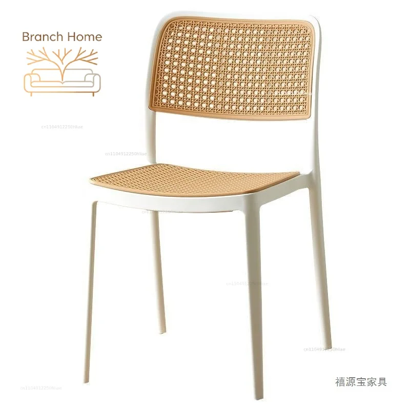 Plastic chair Thickened dining chair Household rattan stackable Outdoor