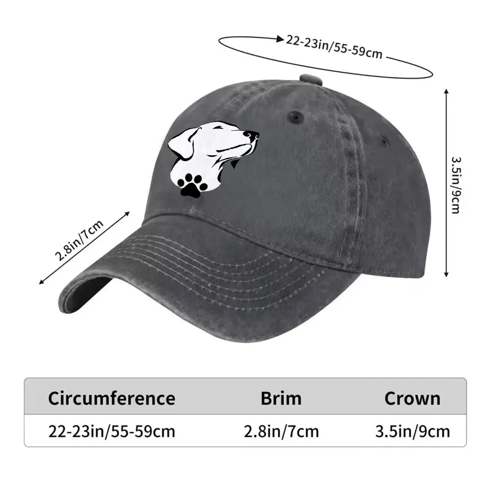 Retro Labrador Pattern Washed Baseball Cap Unisex Adjustable All-Season Casual Hat for Outdoor Daily Wear