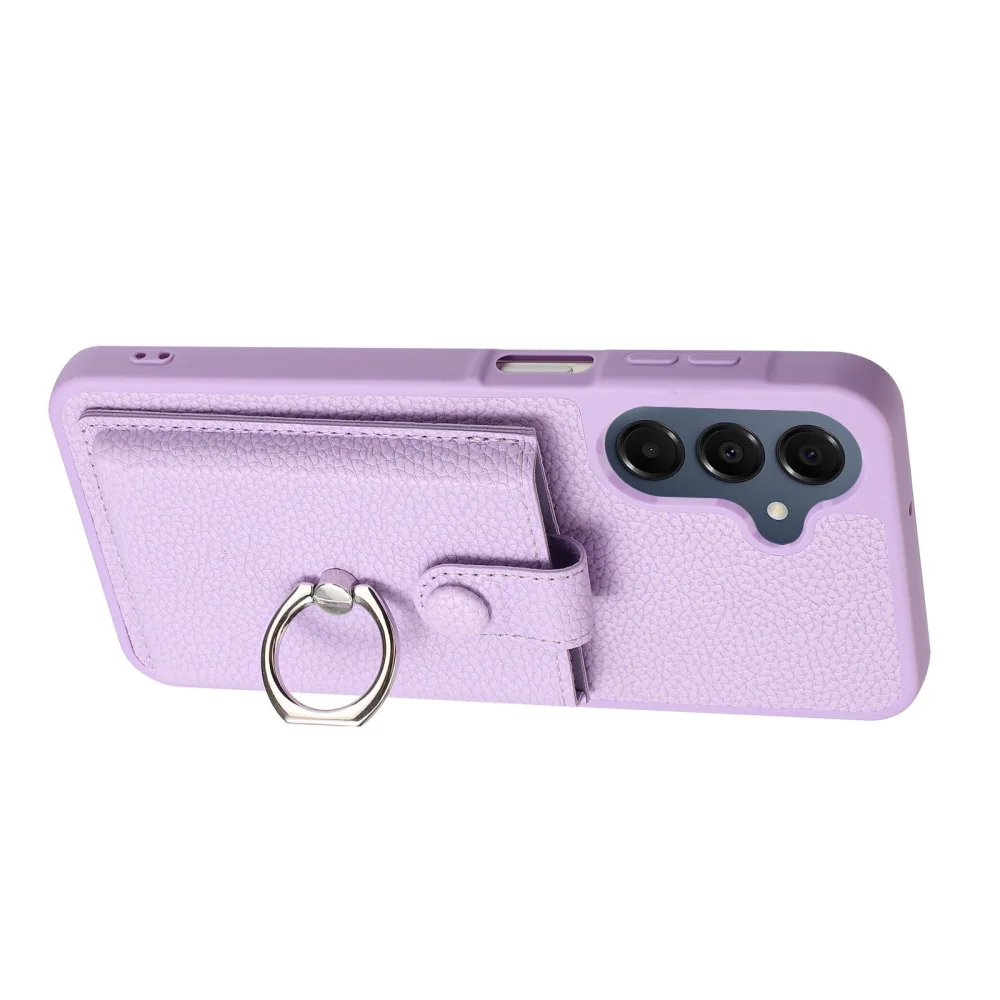 Luxury Card Slot Ring Holder Leather Phone Case For Samsung S25 S24 S26 Ultra S23 S22 S21 Plus FE A55 A36 A16 Shockproof Cover