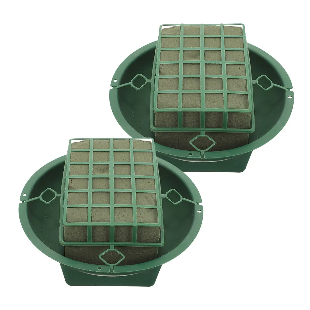 2Pcs Floral Foam Cage with Wet Floral Foam Blocks Easy to Use Flower Arrangement Holder for DIY Crafts Wedding Party Flower