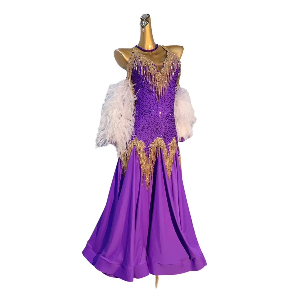 Latin Dance Professional Dress High-end Custom Purple Modern Large Skirt Tango Female Adult Children Standard Stage Costume