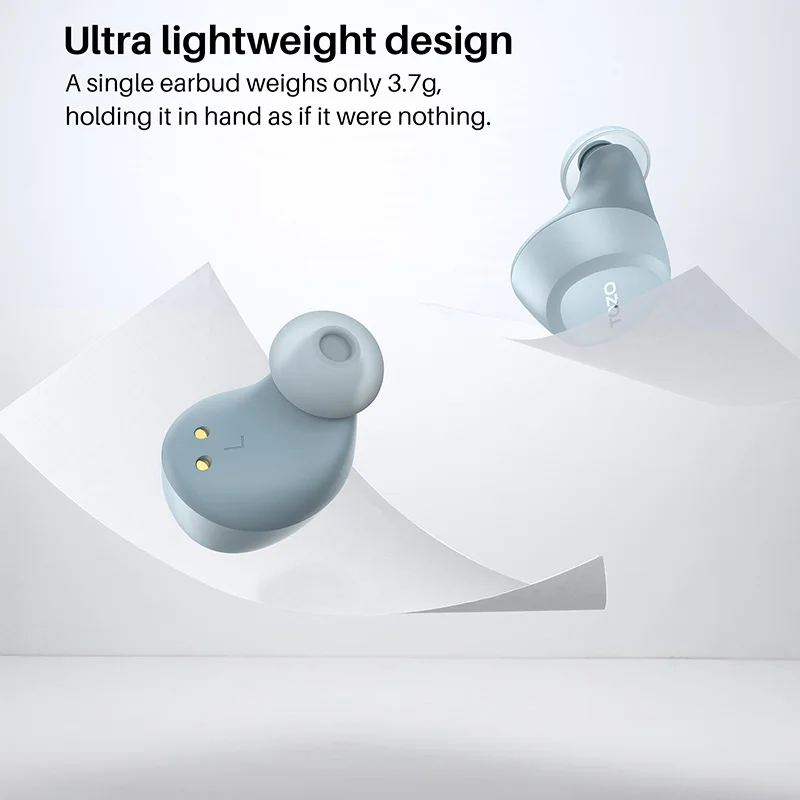 Słuchawki Bluetooth TOZO A1, bezprzewodowe słuchawki douszne Dźwięk zanurzeniowy Słuchawki do połączeń na duże odległości Ultralekkie, czarne