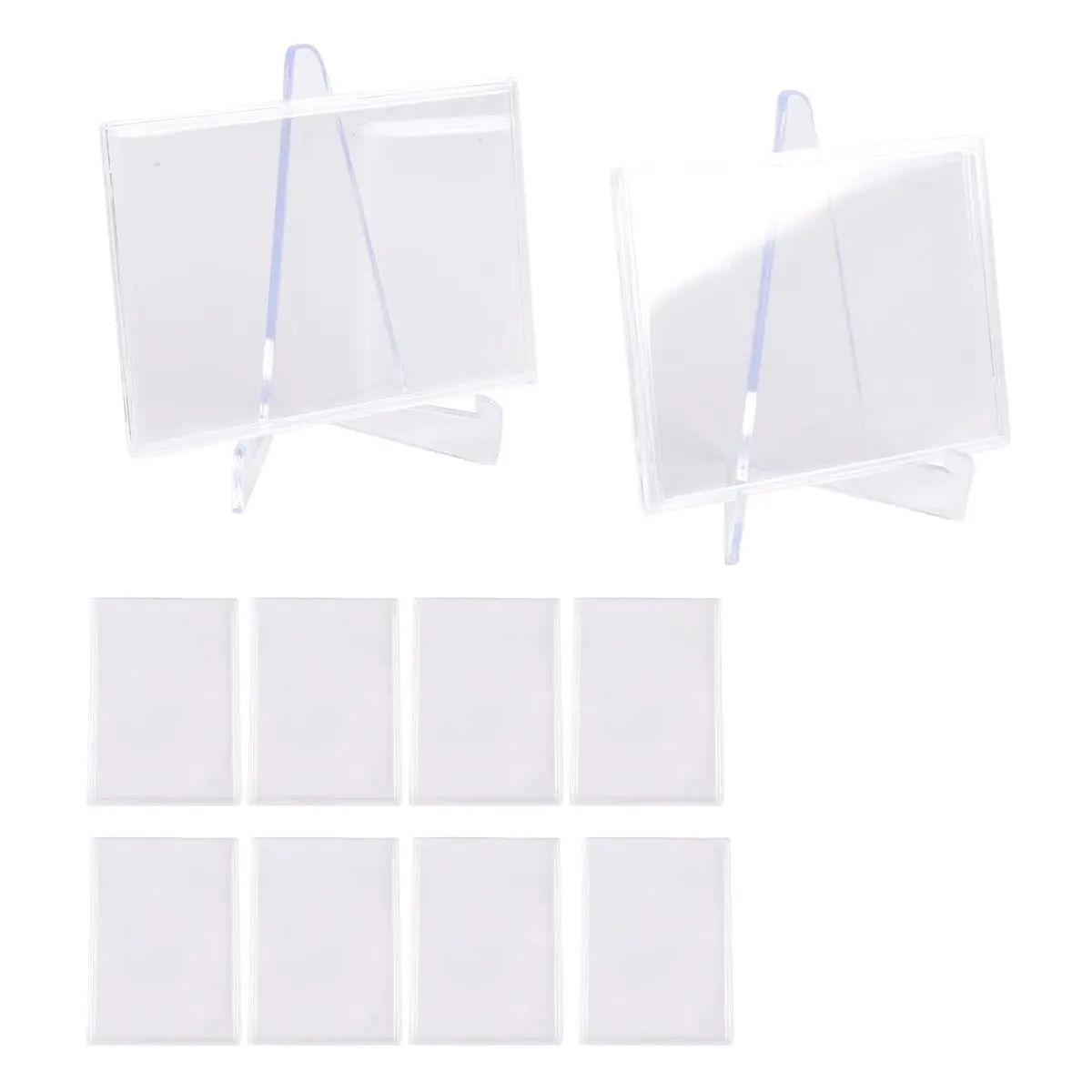 【STOCK】Cards Sleeves Top Loaders 10 Hard Plastic Card Protector Clear Card Brick + 2 Display Stand