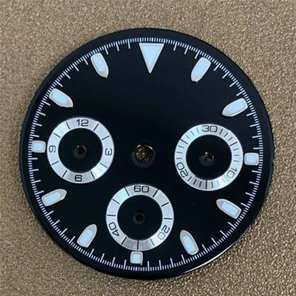 29.5MM Watch Dial Replacement Dial Plate with 3-Sub Dial for VK63 Quartz Movement Watch Accessories