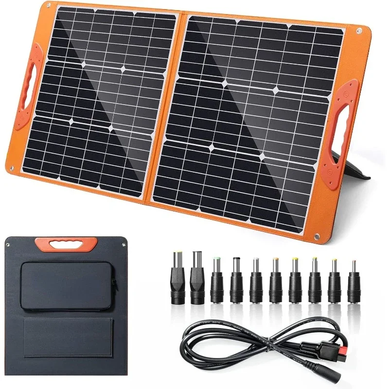 100 Watt Portable Solar Panel for Power Station, Foldable 100W Solar Panel for Camping Hiking Off-Grid Living