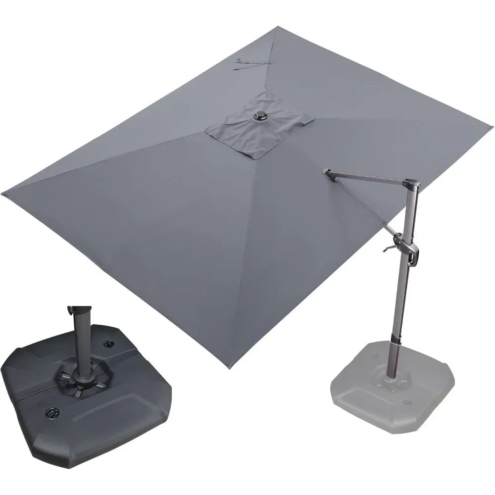 

9' X 11.5' Patio Umbrella, with Base Outdoor Cantilever Rectangle Umbrella, Offset Umbrella with 360-degree Rotation