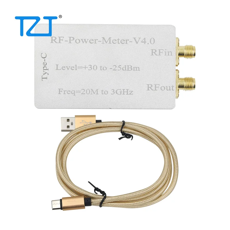 TZT 20M-3GHz USB Pass-Through RF Power Meter Tester w/ Aluminum Alloy Shell RF-Power-Meter-V4.0