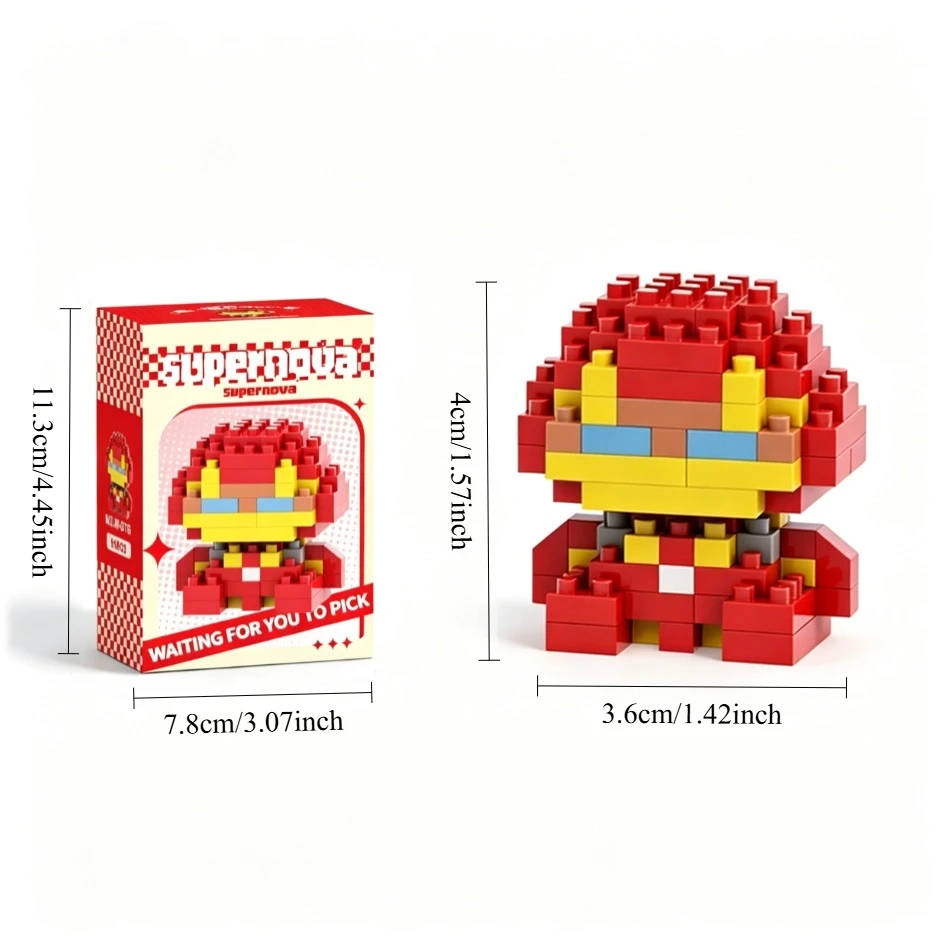 Spider-Man, Superman, Captain America 3D Micro-Particle Building Blocks, Interlocking Model Ornament, Stress Relief Toy view 3