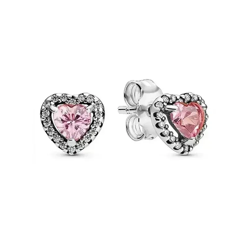 Colorful 925 sterling silver exquisite heart-shaped crystal zircon earrings for women's dating classic jewelry gifts