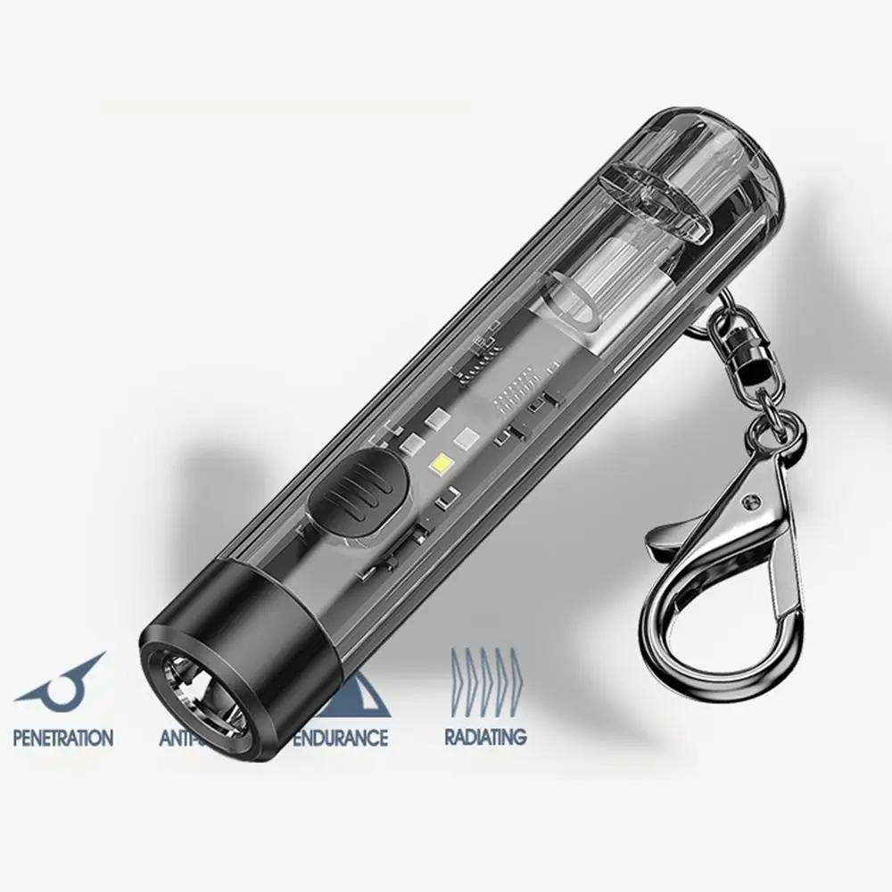 

Portable Mini Keychain Flashlight 80 Lumen USB Rechargeable Pocket LED Flashlight with 6 Modes with Buckle Small Flashlight