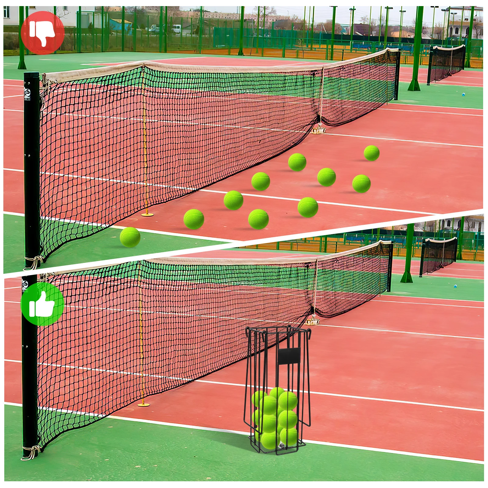

Tennis Ball Pickup Basket Portable Pickleball Retriever Holder Black Container Storage Solution Court Side Locker Golf Training