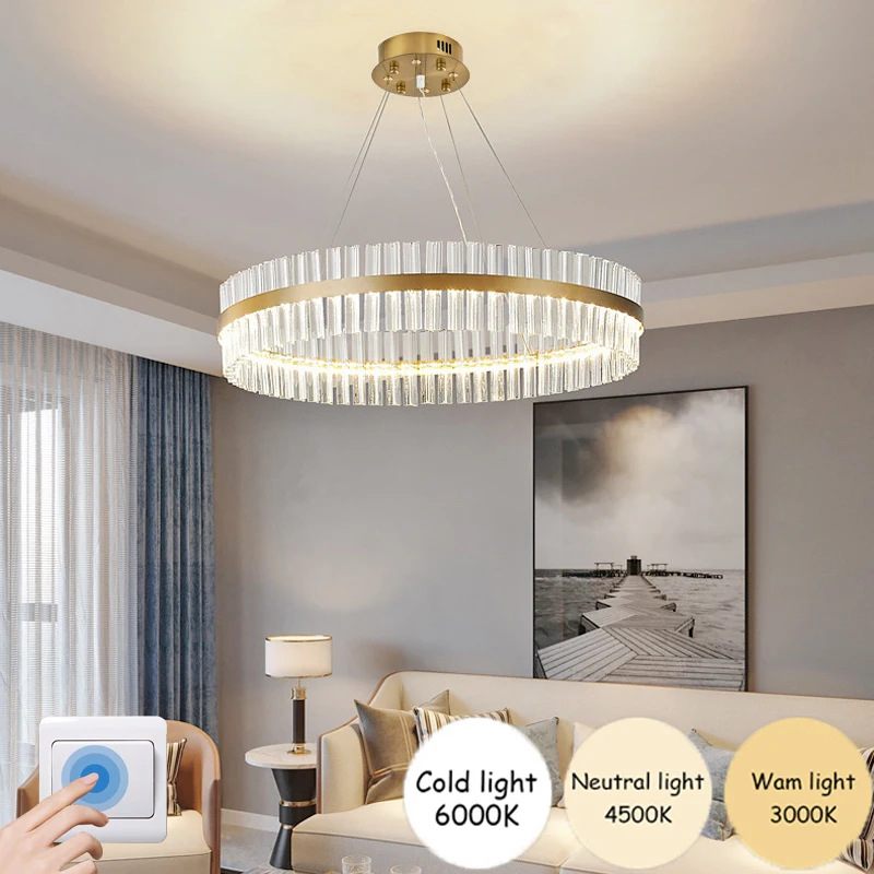 Modern Crystal Chandelier Living Room Ceiling Chandeliers Villa Loft Golden Lustre Lighting Home Decor Hanging Ceiling Lights