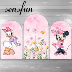 Pink Dance Minnie Mouse Daisy Arch Backdrop for Girls Birthday Party Backdrop Cover Bokeh Floral Chiara Wall Backgrounds