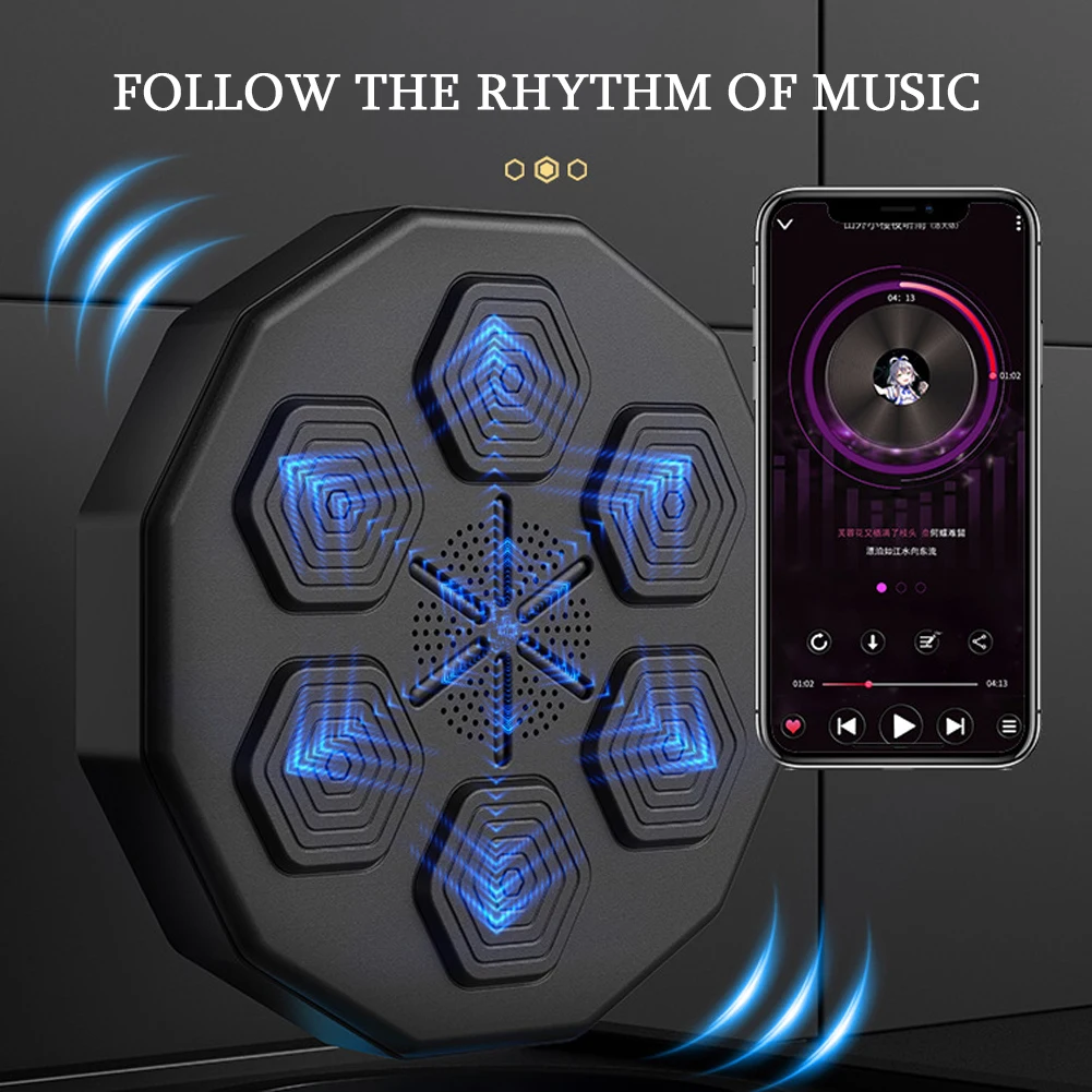 Wall Mounted Boxing Exercise Wall Goal LED Light Music Rhythm Wall Target with Boxing Glove for Boxing/Agility Reaction Exercise