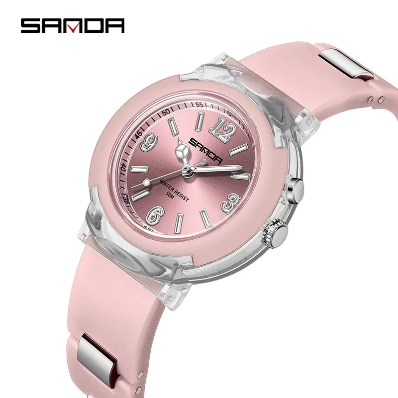 SANDA 6104 Fashion Trend Outdoor Leisure Temperament Versatile for Girls 2024 New  Watch Quartz Watch LED Light