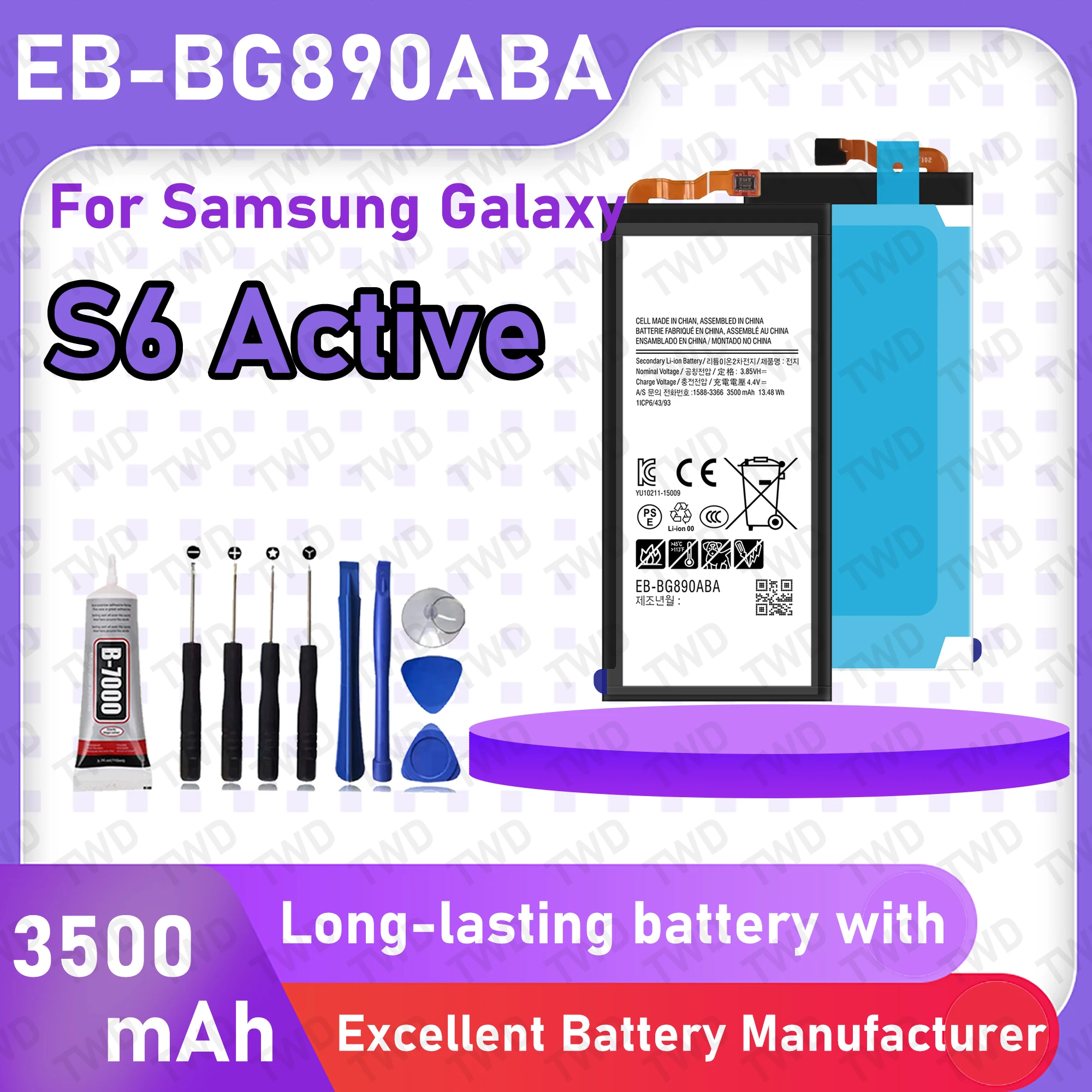 

EB-BG890ABA Large capacity Battery For Samsung Galaxy S6 Active/SM-G890A Batteries New High Quanlity+Free Tools