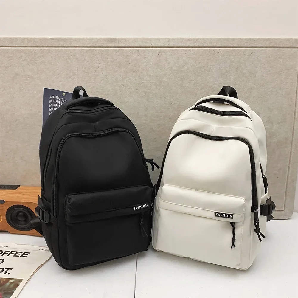 1pcs Large Capacity Solid Color Backpack for High School Students Durable Simple Black Travel Backpack for Middle School Teens
