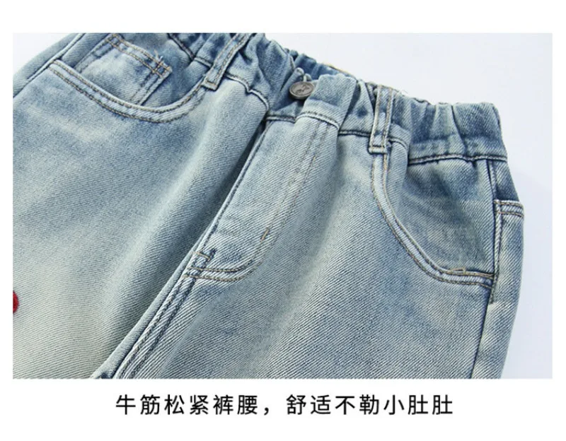 Winter-Jeans aus Lammfell für Mädchen, 4-14 Jahre, Teenager-Mädchen, Jeanshose mit integrierter Schleife und Fleece, lockere Herbst-Jeanshose für junge Mädchen – Detail 16