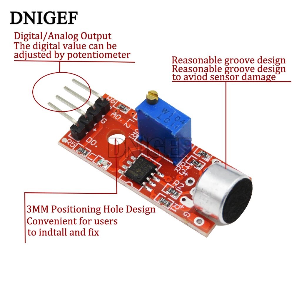 DNIGEF 1 pz KY-037 Modulo sensore audio Modulo di rilevamento sensore microfono audio ad alta sensibilità per Arduino AVR PIC