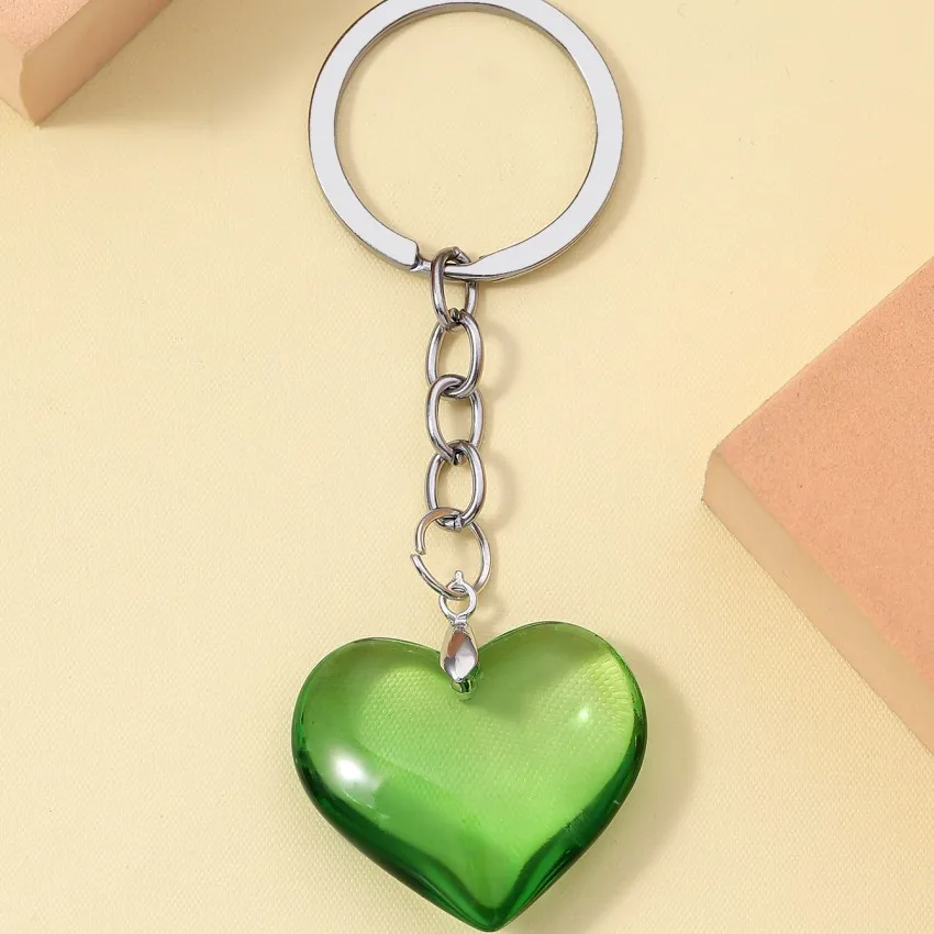 Glass Colorful Love Keychain Trendy Cute For Women Friend Gift Sweet Hearts Bag Car Keyring Crystal Decorative Accessories