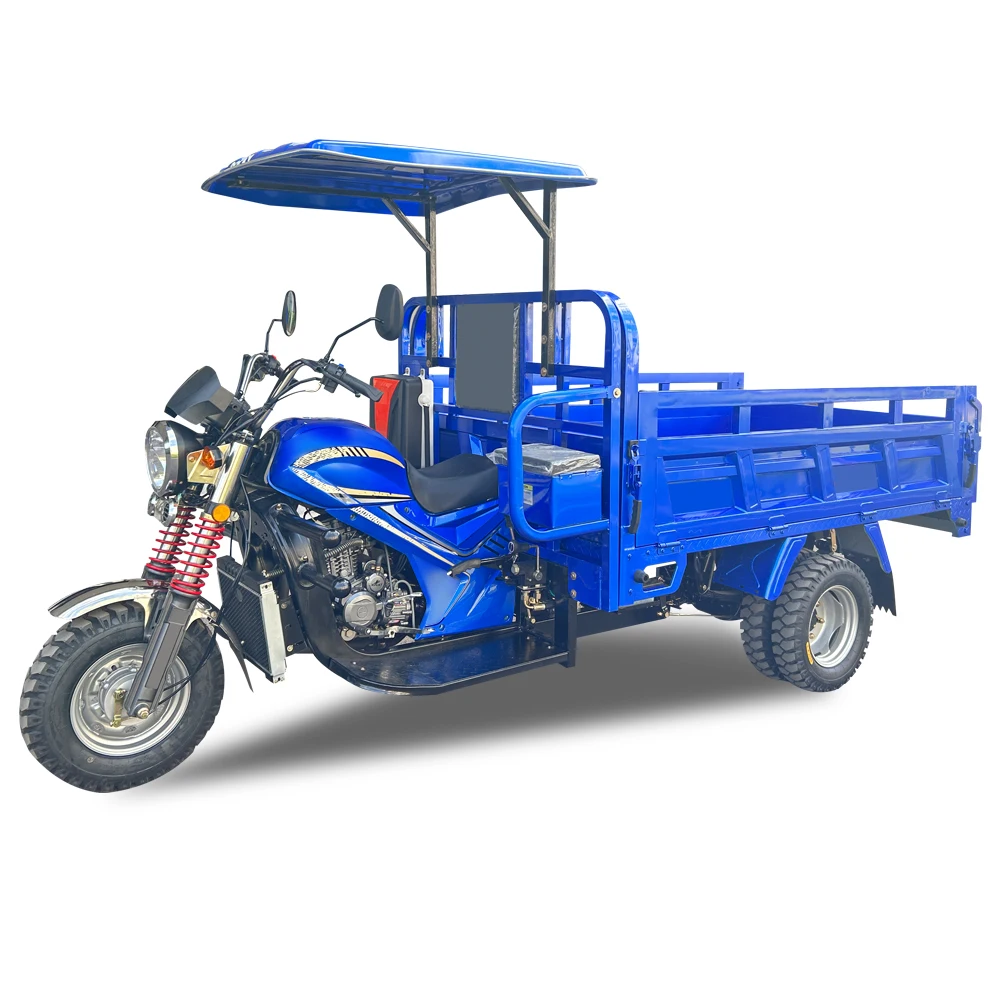 2026 Agricultural Hydraulic Dumper Tricycle Gas oline Open Cargo Three Wheeler