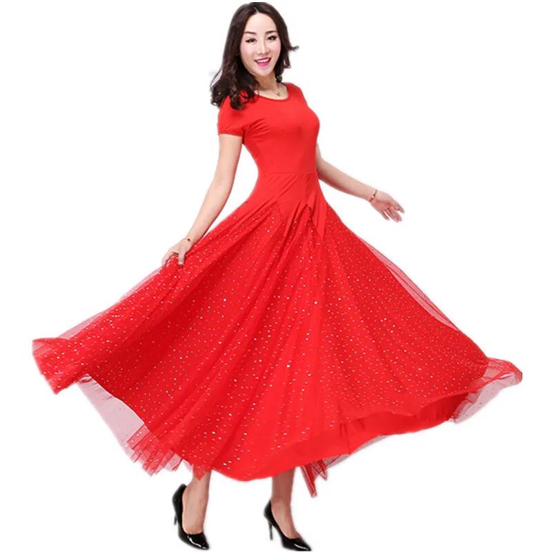 Modern Dance Red Dress Wear For Women Belly Dance Elegant Gauze Swing Practice Performance Skirt Stage Costume