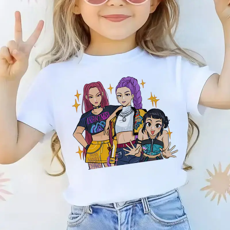 K-POP 2026 New Style Short-Sleeved Boys and Girls' Spring-Summer Cotton Sportswear T-Shirt with Cute Patterns