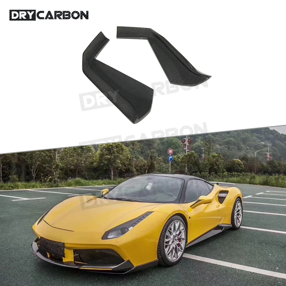 Dry Carbon Fiber Car Front Bumper Lip Chin Flaps For Ferrari 488 GTB 2015-2018 Side Splitters Apron Fender Covers Body Kits FRP