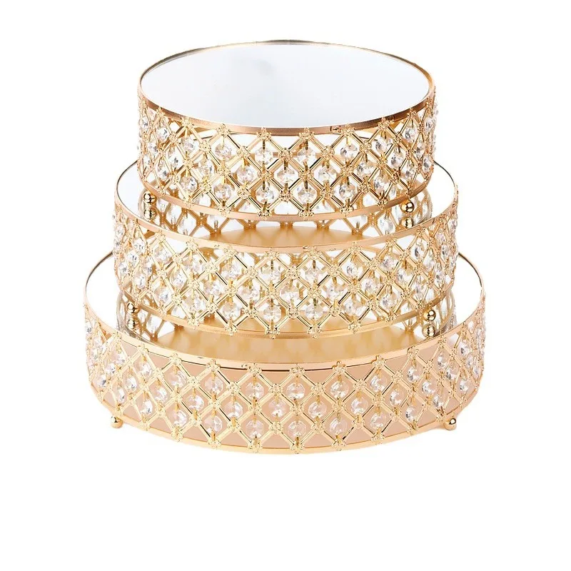 Wedding Wrought Iron Round Cake Plate Party Dessert Display Table Holiday Decoration Crystal Cake Rack Dim Sum Rack