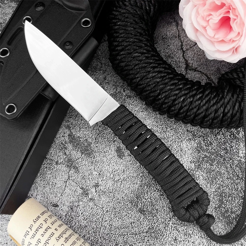 

Открытый нож с фиксированным лезвием, ножом из стали 440C и нейлоновым шнуром - тактический инструмент для кемпинга, рыбалки, охоты и выживания