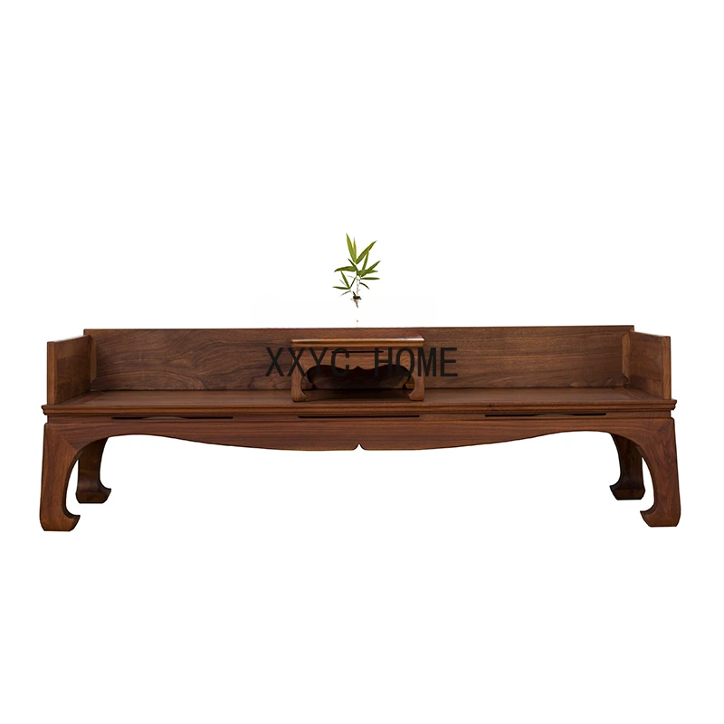 

New Chinese Style Solid Wood Arhat Bed Sofa Black Walnut Old Elm Paint-Free Sleeping Bed