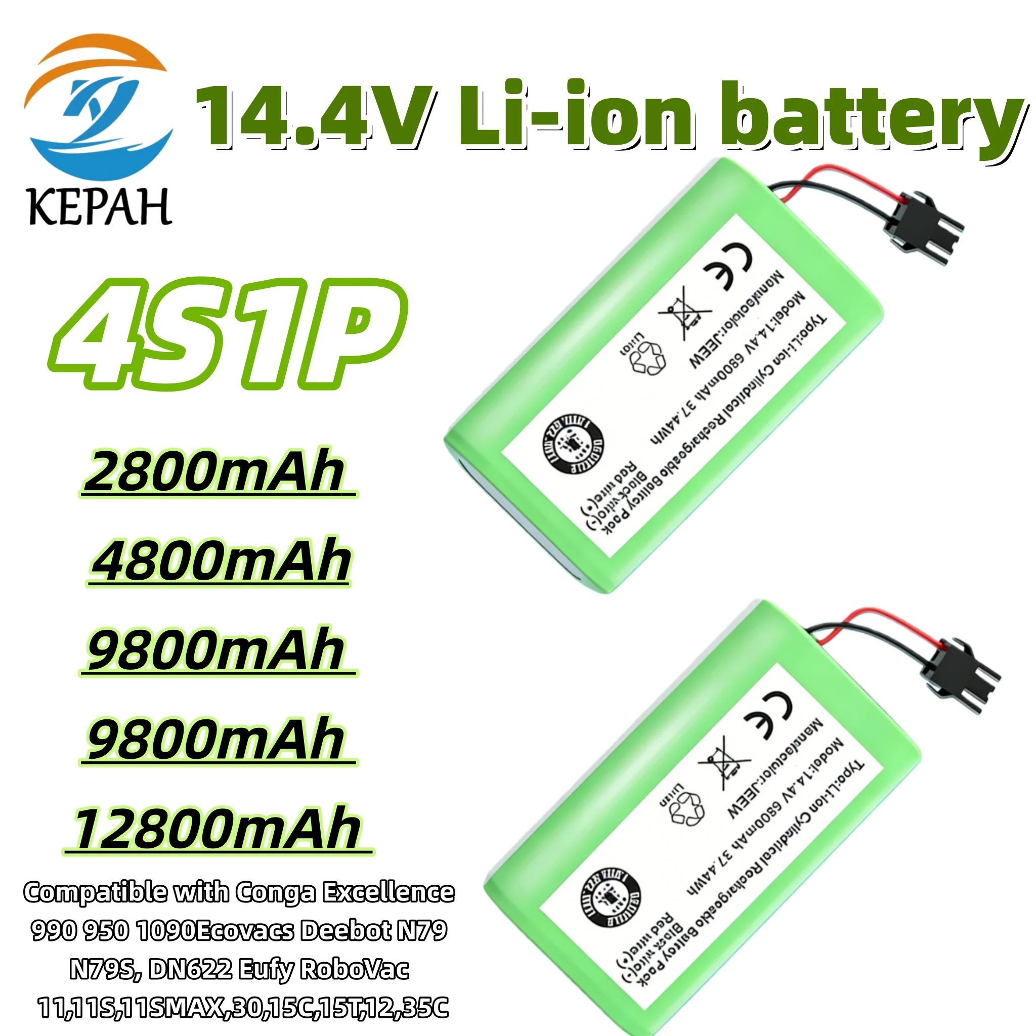 

Аккумулятор высокой емкости 14,4 В, 12800 мАч | Долговечный, для робота-пылесоса Deebot DN622/Tesvor X500