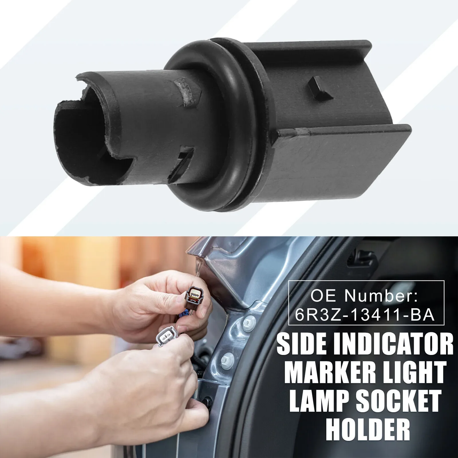 Car Side Indicator Marker Light Lamp Socket Holder 6R3Z-13411-BA for Ford Fiesta 2011-2013 Mustang 2005-2021 Ranger 2019-2021