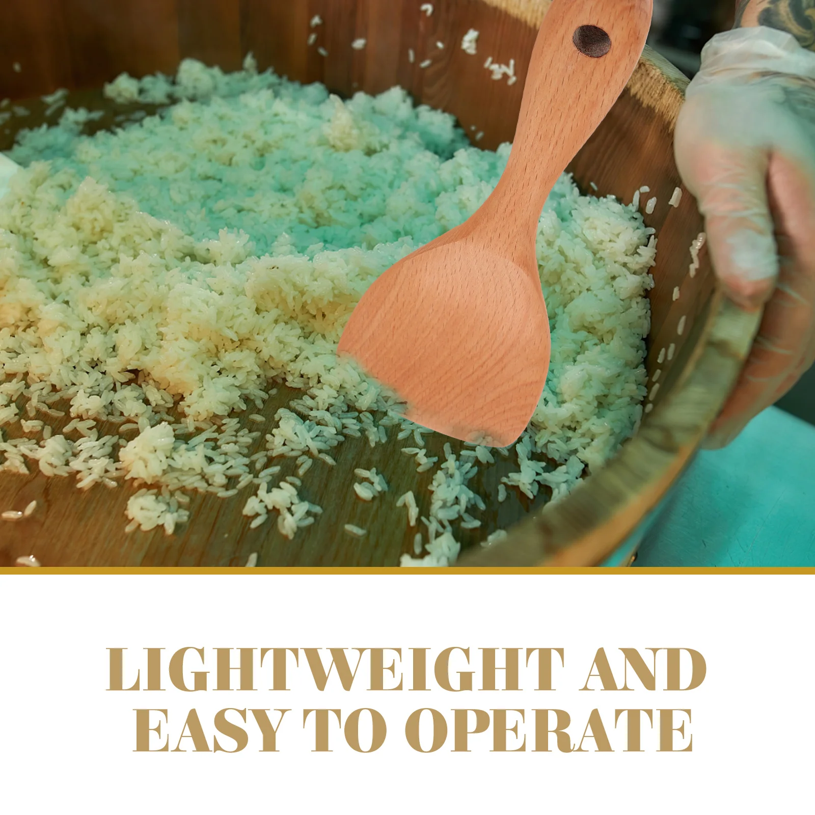 

Wooden Rice Spoon Natural Ergonomic Handle Non-Stick Cooking Tool for Soup Coffee Curry Kitchen Utensil