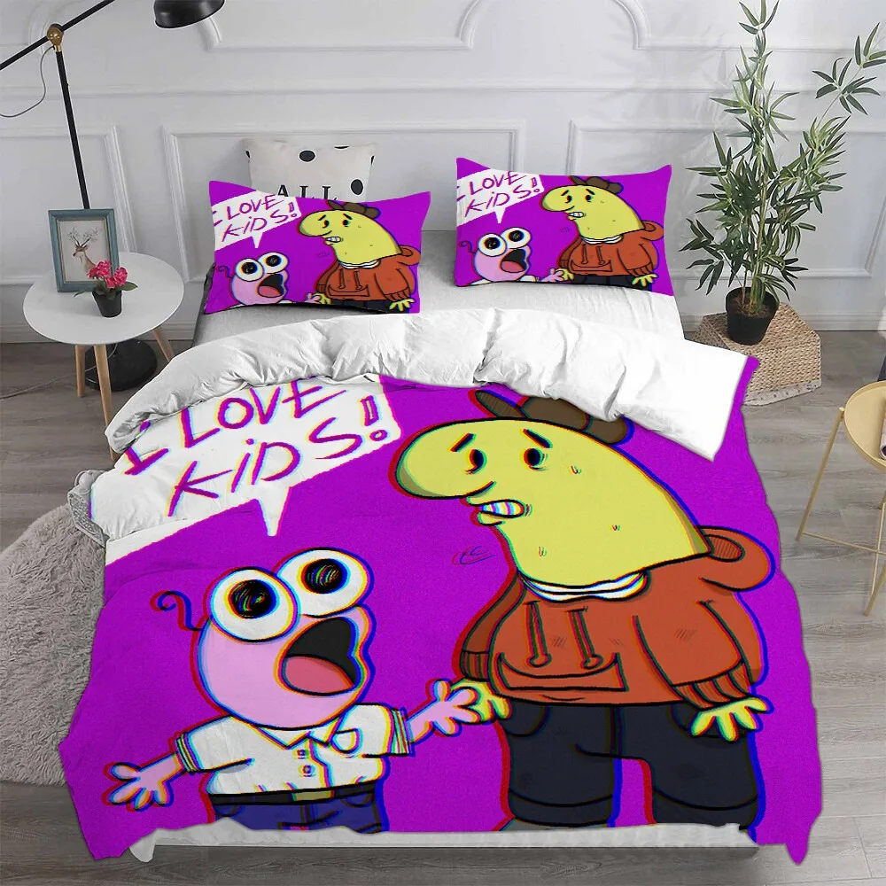 Exquisite 3D Smiling Friends Wallpaper Anime Digital Printing Bedding Set Duvet Cover Comforter Bed Youth Kids Girl Boys Gift