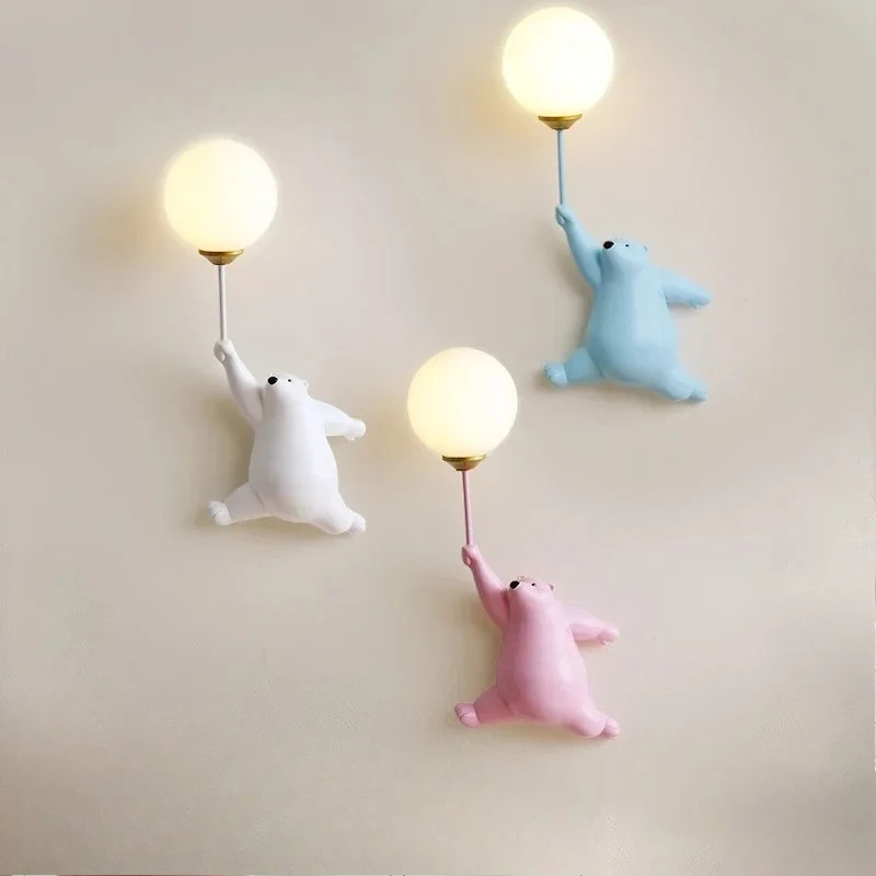 

Resin Wall Lamp Princess Room Decor Lighting LED Creative Children's Room Wall Lights Cute Little Bear Lamp Dresser Bedside Gift