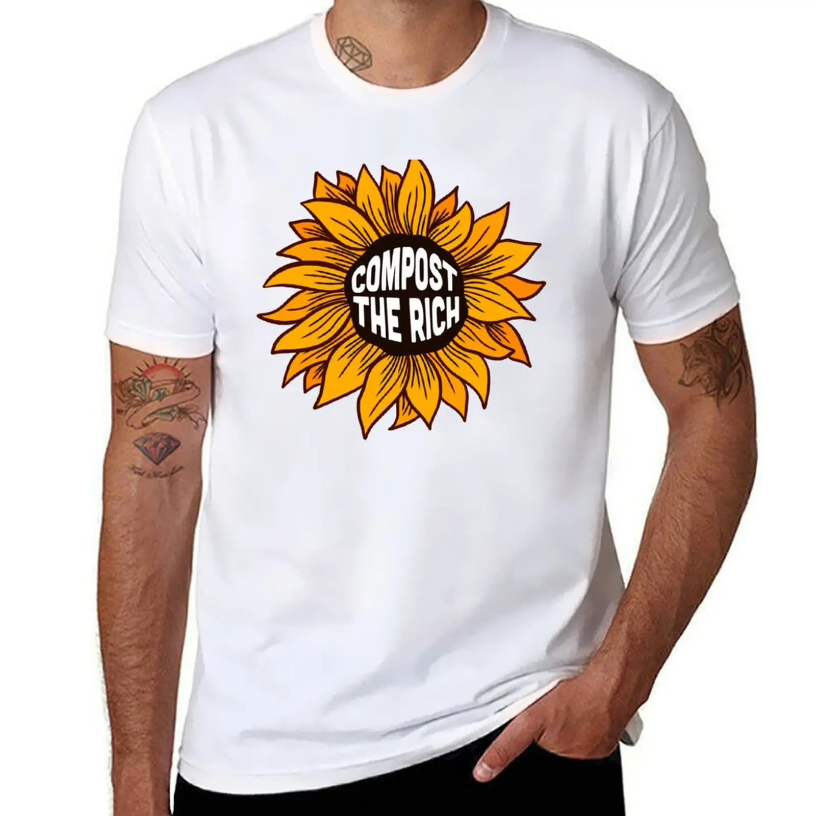 

Compost the Rich Sunflower T-Shirt anime t shirts oversize man t shirts cotton T-Shirt
