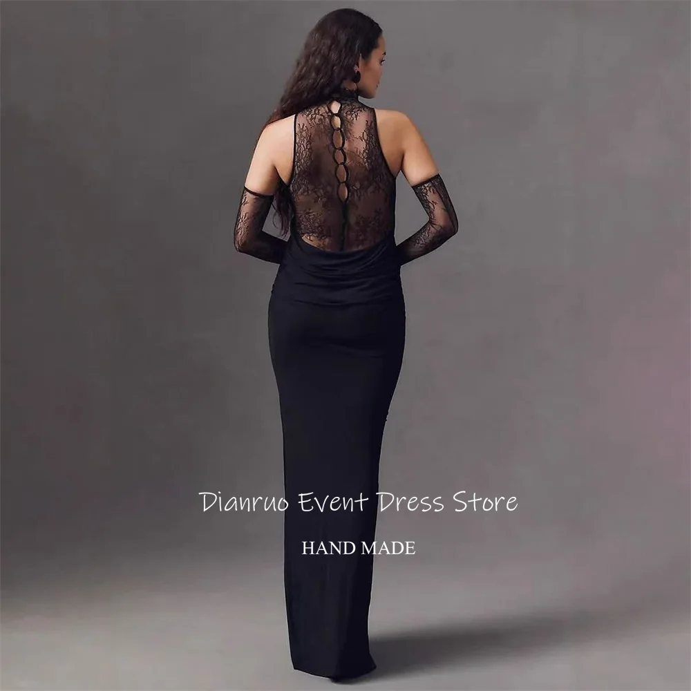 Dianruo Привлекательное черное кружевное вечернее платье с прозрачной аппликацией Robe De Soirée Femme Сексуальное платье макси для выпускного вечера с русалкой по индивидуальному заказу