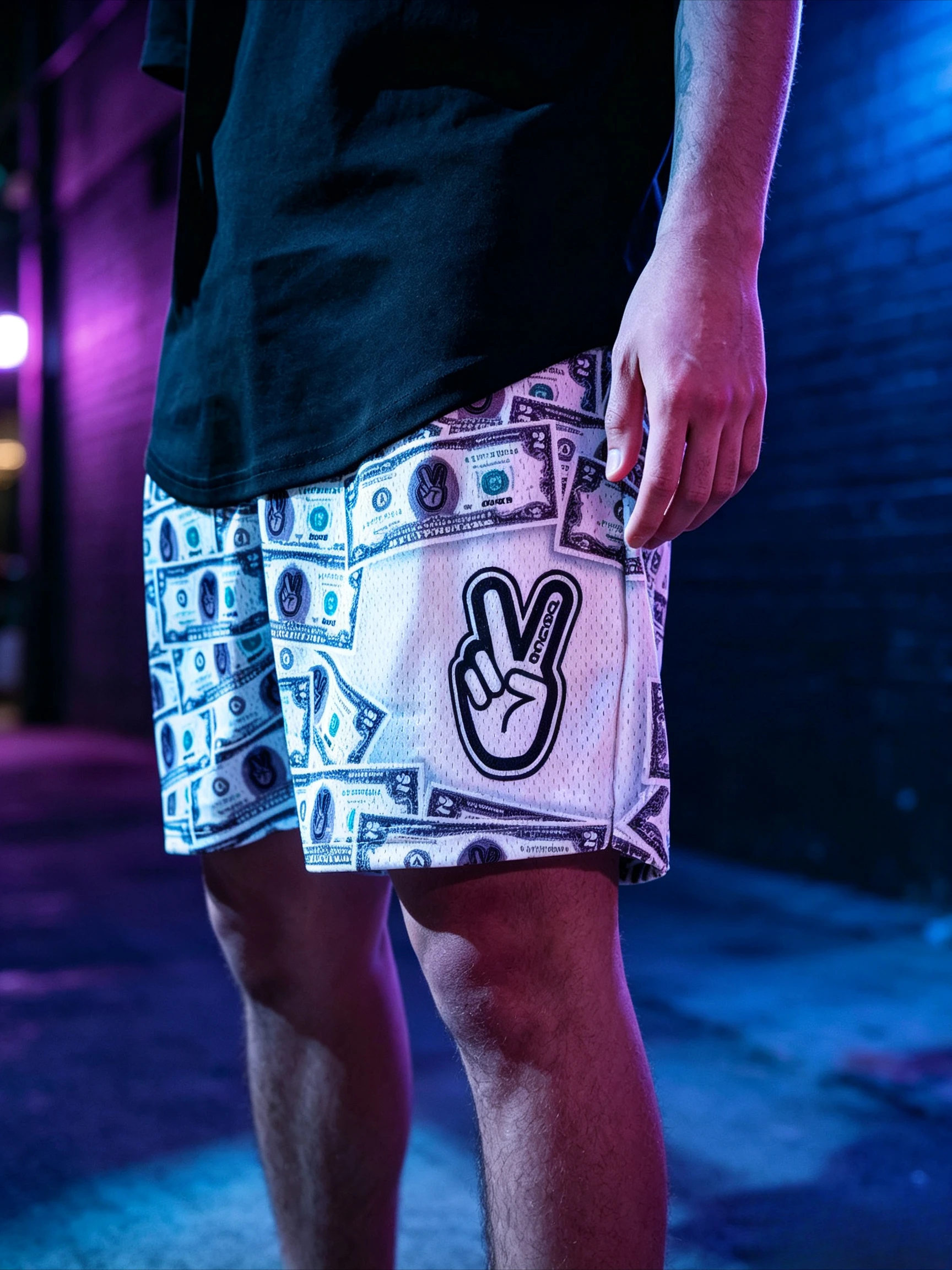 2026 Summer New Fashion Trends Men's Deuce Brand Money Print Mesh Basketball Shorts  Oversized Casual Pants Suitable for Daily
