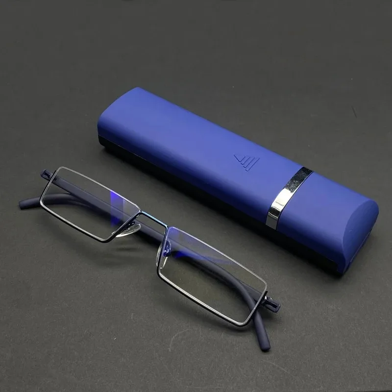 Anti-Blaulicht-beschichtete Gläser Business Halbrahmenlose ultraleichte tragbare Lesebrille + Box +1,25 +1,5 +1,75 +2,25 bis +4 – Detail 6