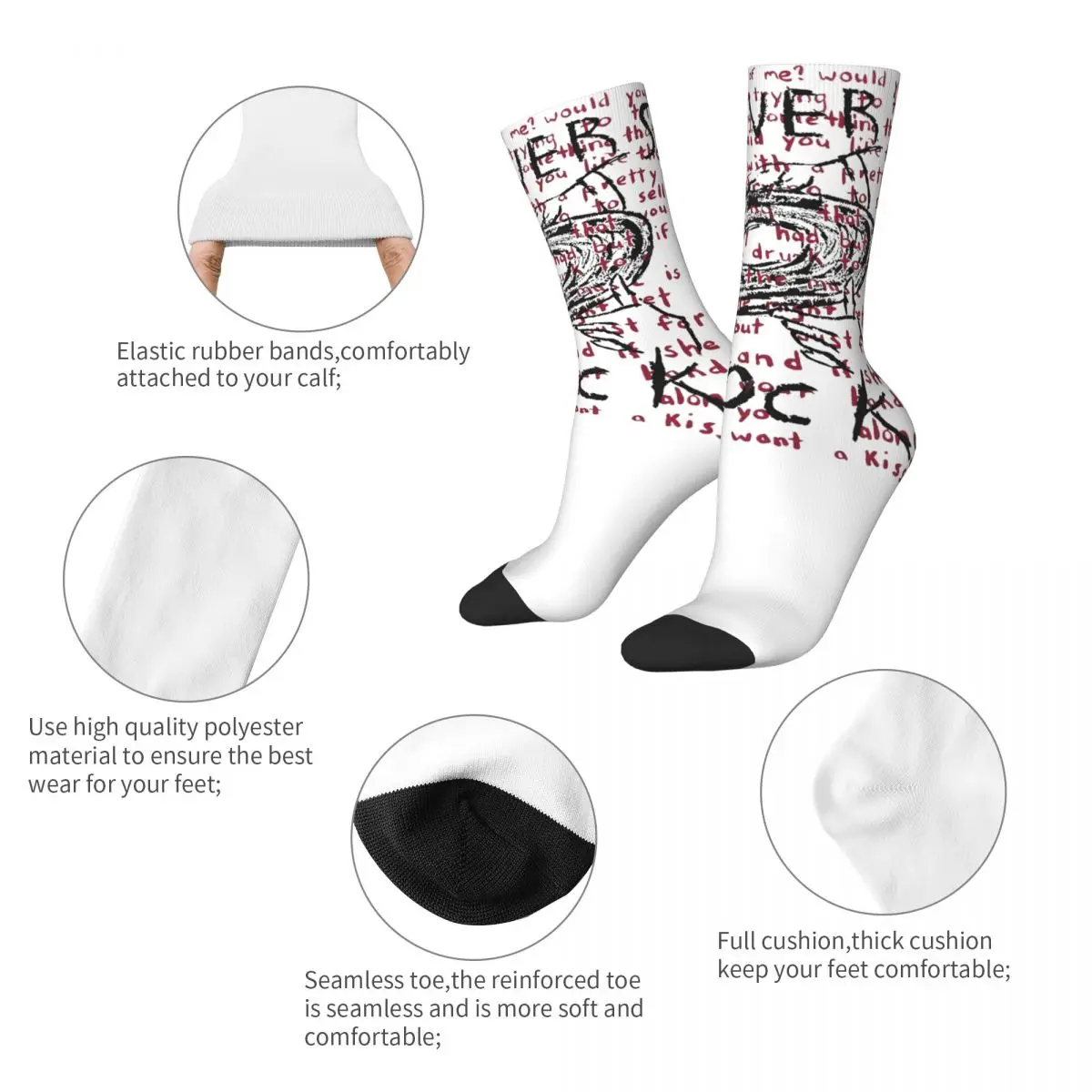 Hip Hop Women's Socks Tv Girl Band Lovers Rock Lyrics Merch Soft French Exit Skateboard Stockings Spring Autumn Winter