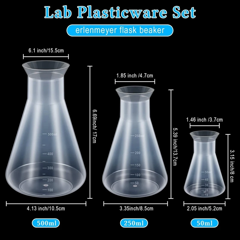 5 Pcs Graduated Cylinder , 5 Pcs Plastic Beaker , 3 Pcs Plastic Flask And 10 Pcs Plastic Transfer Pipette