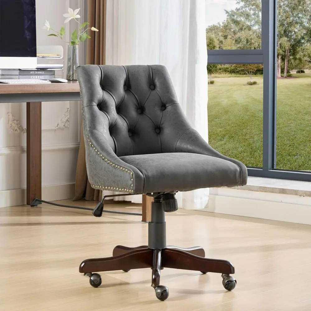 

Office Desk Chair, Armless Criss Cross Chair, PU Leather Cross Legged Chair, Ergonomic Adjustable Swivel Computer Task Chairs